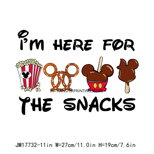 I Am Here For The Snacks Drinks Thermal Logos Iron On Snacking Drinking Around The World DTF Heat Transfer Stickers For Hoodies