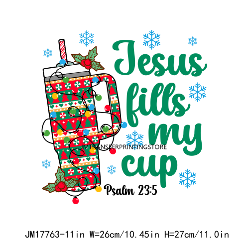 Retro Rolling Up Some Christmas Spirit Iron On Crocin Around Christmas Tree Jesus Fills My Cup DTF Transfer Sticker For T-Shirt