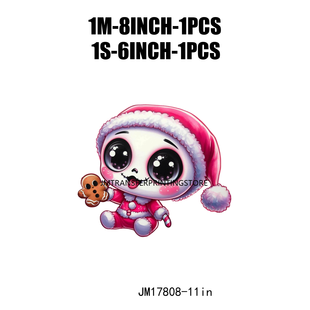 Cute Baby Animal Sweet Pan Dulce Merry Christmas Iron On DTF Transfer Printing Stickers Ready To Press For T-Shirts Bags