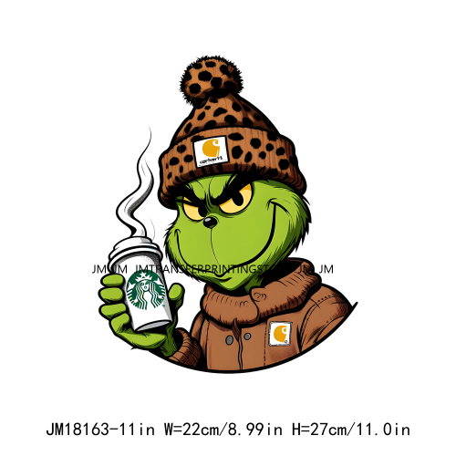 New Green Boojee Grinch Coffee Before Christmas Iron On DTF Transfer Stickers Designs Ready To Press For Clothes