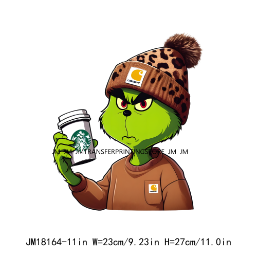 New Green Boojee Grinch Coffee Before Christmas Iron On DTF Transfer Stickers Designs Ready To Press For Clothes