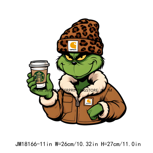 New Green Boojee Grinch Coffee Before Christmas Iron On DTF Transfer Stickers Designs Ready To Press For Clothes