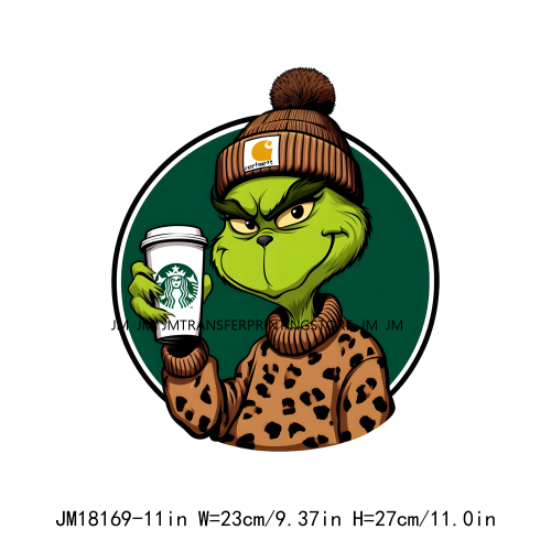 New Green Boojee Grinch Coffee Before Christmas Iron On DTF Transfer Stickers Designs Ready To Press For Clothes