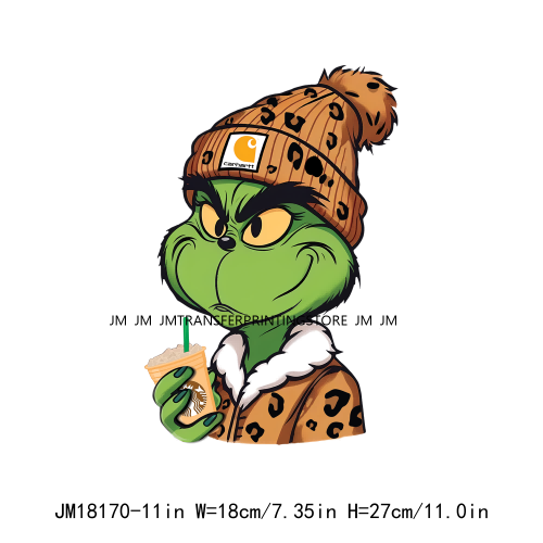 New Green Boojee Grinch Coffee Before Christmas Iron On DTF Transfer Stickers Designs Ready To Press For Clothes