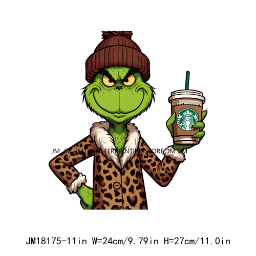 New Green Boojee Grinch Coffee Before Christmas Iron On DTF Transfer Stickers Designs Ready To Press For Clothes