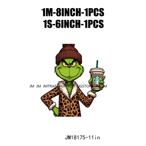 New Green Boojee Grinch Coffee Before Christmas Iron On DTF Transfer Stickers Designs Ready To Press For Clothes