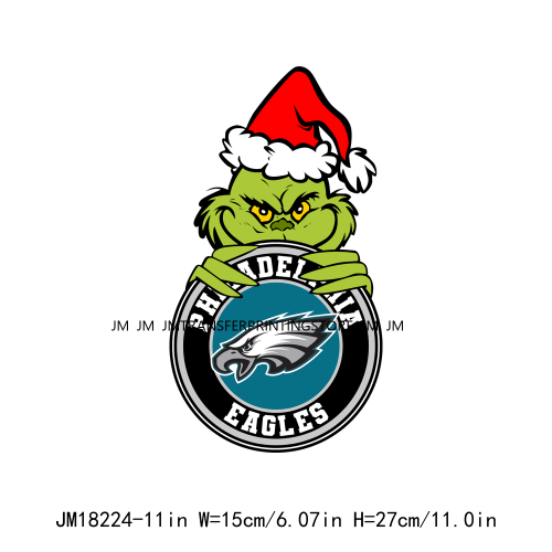 Washable Grinch Football Sport Team Iron On DTF Plastisol Heat Transfer Stickers Ready To Press For Clothing Bags