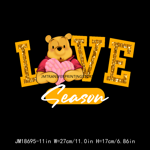 Cute Lovely Kids Cartoon Animal Valentine Love Season Iron On DTF Transfers Stickers Ready To Press For Sweatshirt