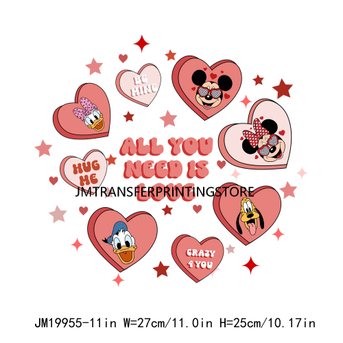 Sweet Valentine Vibes Plastisol Thermal Cartoon Animal Love Be My Valentine DTF Transfers Stickers Ready To Press For T-shirts