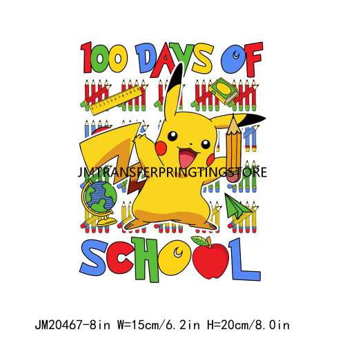 Cartoon Cute Animal I caught 100 Days Of School Iron On DTF Heat Transfers Stickers Ready To Press For Kids Shirts
