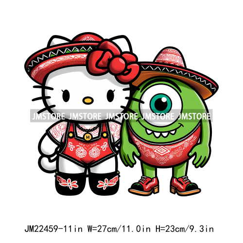 Iron on Mexican Chicano Animal Character DTF Transfers Printing Stickers Ready To Press For Hoodies Pillows