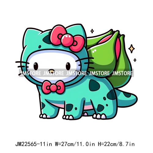 Colorful Cat Character Lovely Custume Washable Iron On DTF Transfers Stickers Printing Ready To Press For Clothes