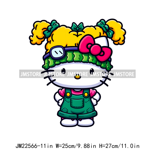 Colorful Cat Character Lovely Custume Washable Iron On DTF Transfers Stickers Printing Ready To Press For Clothes