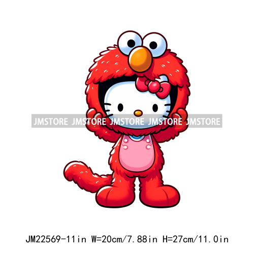 Colorful Cat Character Lovely Custume Washable Iron On DTF Transfers Stickers Printing Ready To Press For Clothes