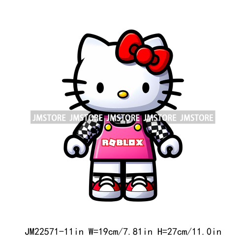 Colorful Cat Character Lovely Custume Washable Iron On DTF Transfers Stickers Printing Ready To Press For Clothes