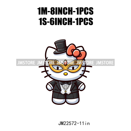 Colorful Cat Character Lovely Custume Washable Iron On DTF Transfers Stickers Printing Ready To Press For Clothes