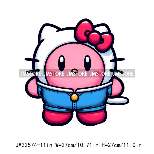 Colorful Cat Character Lovely Custume Washable Iron On DTF Transfers Stickers Printing Ready To Press For Clothes