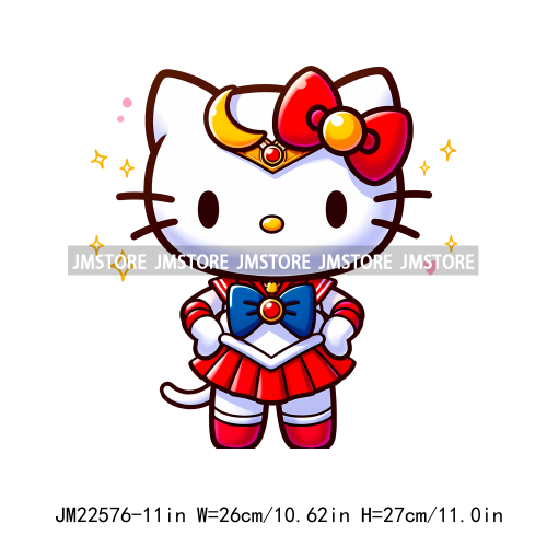 Colorful Cat Character Lovely Custume Washable Iron On DTF Transfers Stickers Printing Ready To Press For Clothes