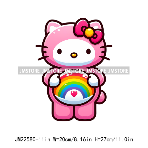 Colorful Cat Character Lovely Custume Washable Iron On DTF Transfers Stickers Printing Ready To Press For Clothes