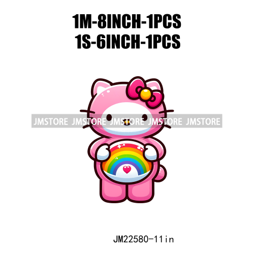 Colorful Cat Character Lovely Custume Washable Iron On DTF Transfers Stickers Printing Ready To Press For Clothes