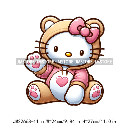 Cute Colorful Bear Costumes Animal Designs Iron On DTF Transfers Stickers Ready To Press For Clothing