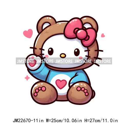 Cute Colorful Bear Costumes Animal Designs Iron On DTF Transfers Stickers Ready To Press For Clothing