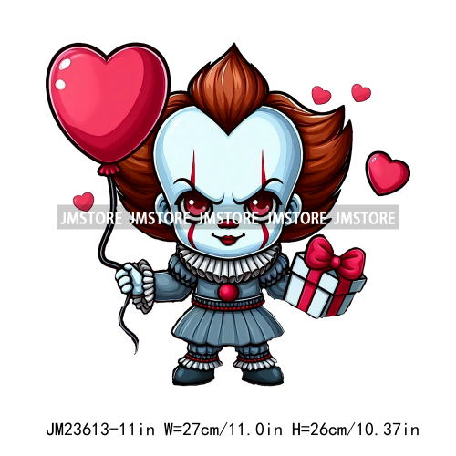 Horror Valentines Killer Character Movie Love Iron On DTF Transfer Stickers Printing Ready To Press For Clothes Bags