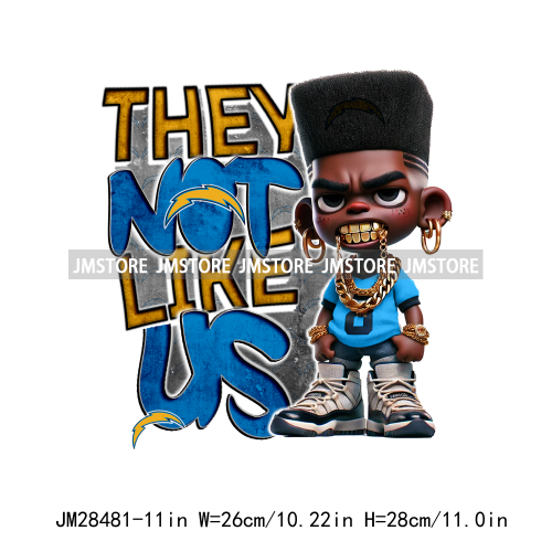 Colorful Football Team Afro Sport Black Man Printing Iron On They Not Like Us DTF Transfers Stickers Ready To Press For Clothes