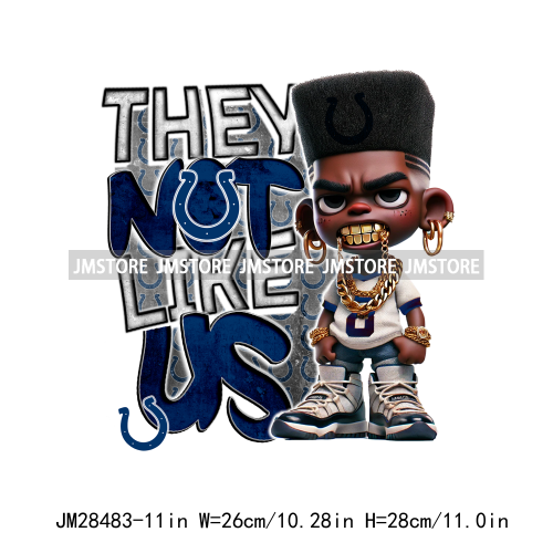 Colorful Football Team Afro Sport Black Man Printing Iron On They Not Like Us DTF Transfers Stickers Ready To Press For Clothes