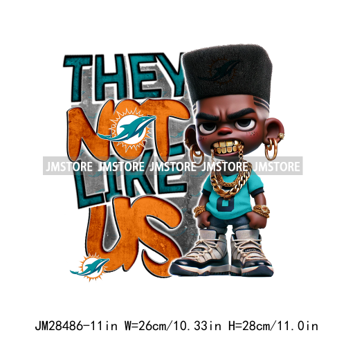 Colorful Football Team Afro Sport Black Man Printing Iron On They Not Like Us DTF Transfers Stickers Ready To Press For Clothes