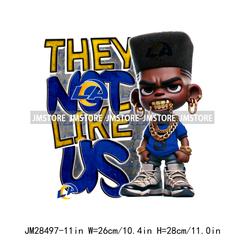 Colorful Football Team Afro Sport Black Man Printing Iron On They Not Like Us DTF Transfers Stickers Ready To Press For Clothes