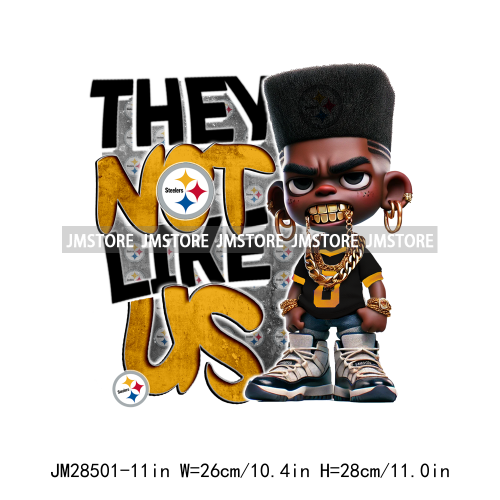 Colorful Football Team Afro Sport Black Man Printing Iron On They Not Like Us DTF Transfers Stickers Ready To Press For Clothes