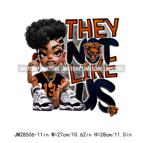 Cool Sport Football Team Afro Woman They Not Like Us Designs Iron On DTF Transfers Stickers Ready To Press For Clothing