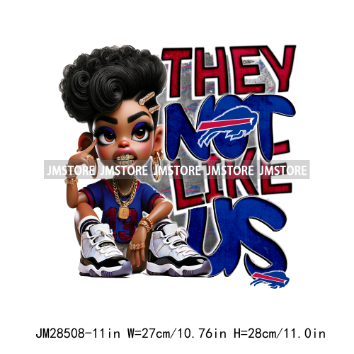 Cool Sport Football Team Afro Woman They Not Like Us Designs Iron On DTF Transfers Stickers Ready To Press For Clothing