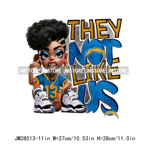 Cool Sport Football Team Afro Woman They Not Like Us Designs Iron On DTF Transfers Stickers Ready To Press For Clothing