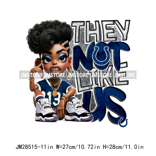 Cool Sport Football Team Afro Woman They Not Like Us Designs Iron On DTF Transfers Stickers Ready To Press For Clothing