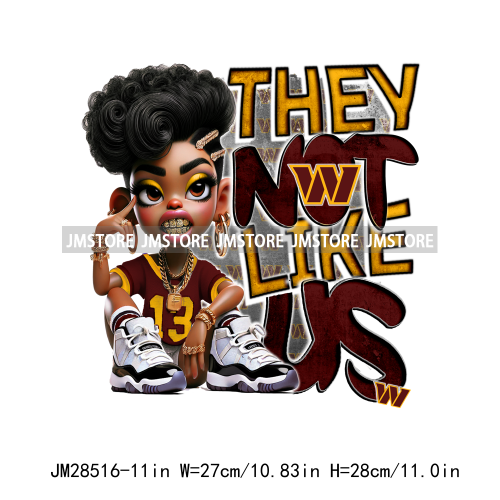 Cool Sport Football Team Afro Woman They Not Like Us Designs Iron On DTF Transfers Stickers Ready To Press For Clothing