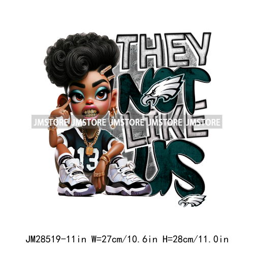 Cool Sport Football Team Afro Woman They Not Like Us Designs Iron On DTF Transfers Stickers Ready To Press For Clothing