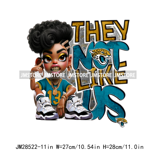 Cool Sport Football Team Afro Woman They Not Like Us Designs Iron On DTF Transfers Stickers Ready To Press For Clothing