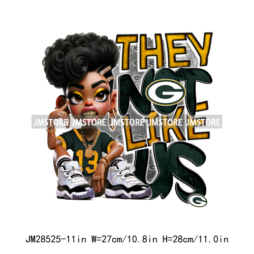 Cool Sport Football Team Afro Woman They Not Like Us Designs Iron On DTF Transfers Stickers Ready To Press For Clothing