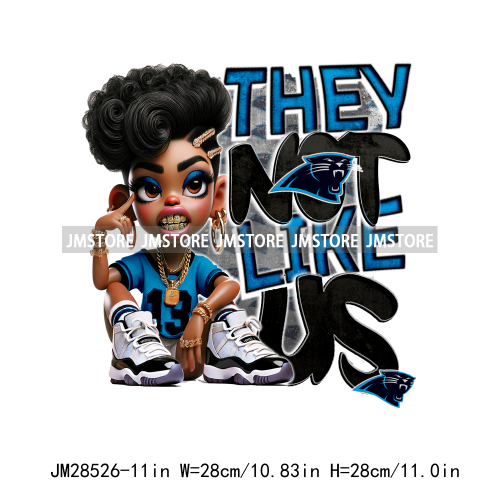 Cool Sport Football Team Afro Woman They Not Like Us Designs Iron On DTF Transfers Stickers Ready To Press For Clothing