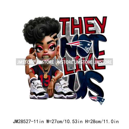 Cool Sport Football Team Afro Woman They Not Like Us Designs Iron On DTF Transfers Stickers Ready To Press For Clothing