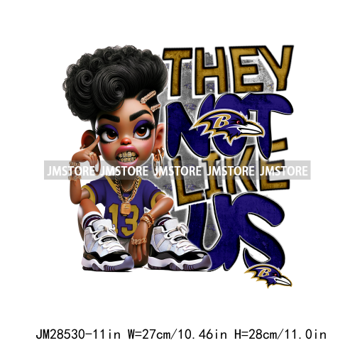 Cool Sport Football Team Afro Woman They Not Like Us Designs Iron On DTF Transfers Stickers Ready To Press For Clothing