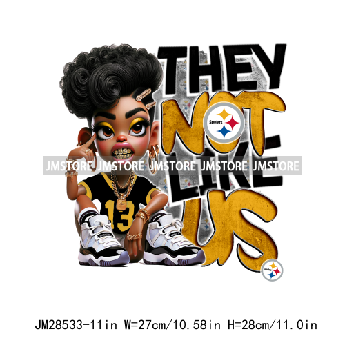 Cool Sport Football Team Afro Woman They Not Like Us Designs Iron On DTF Transfers Stickers Ready To Press For Clothing