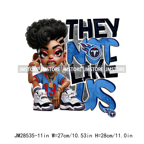 Cool Sport Football Team Afro Woman They Not Like Us Designs Iron On DTF Transfers Stickers Ready To Press For Clothing