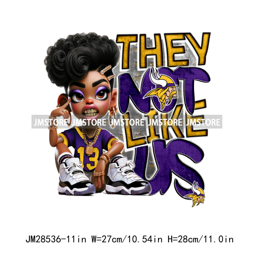 Cool Sport Football Team Afro Woman They Not Like Us Designs Iron On DTF Transfers Stickers Ready To Press For Clothing