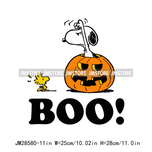 Cartoon Trick Or Treat Animal Boo Dog Friends Pumpkin Halloween  Decals Iron On DTF Transfer Sticker Ready To Press For Hoodies