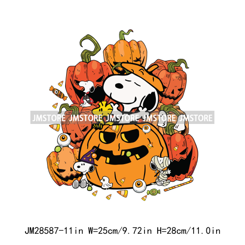 Cartoon Trick Or Treat Animal Boo Dog Friends Pumpkin Halloween  Decals Iron On DTF Transfer Sticker Ready To Press For Hoodies