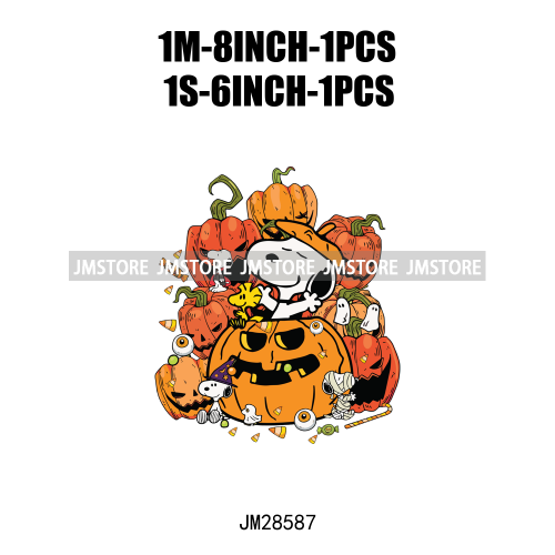 Cartoon Trick Or Treat Animal Boo Dog Friends Pumpkin Halloween  Decals Iron On DTF Transfer Sticker Ready To Press For Hoodies