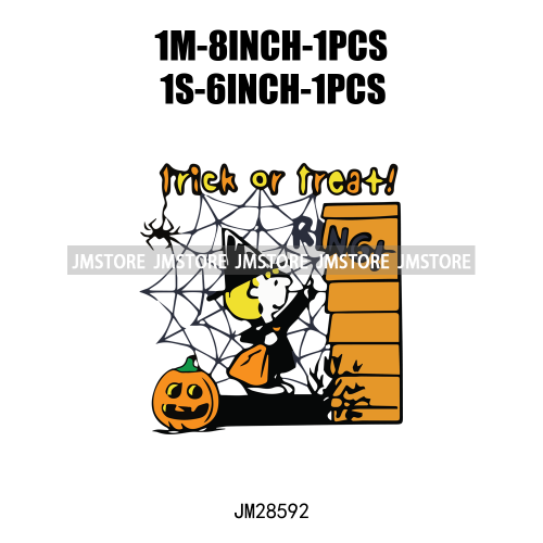 Cartoon Trick Or Treat Animal Boo Dog Friends Pumpkin Halloween  Decals Iron On DTF Transfer Sticker Ready To Press For Hoodies